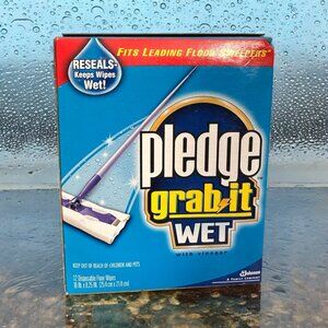 Pledge Grab It Wet with Vinegar Disposable Floor Wipes 10" x 8.25" , 36 count